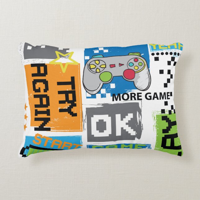 Typography game pixel: playful background. accent pillow (Front)