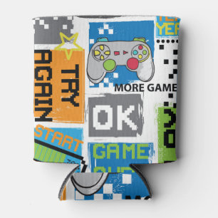 Typography game pixel: playful background. can cooler