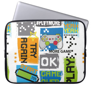 Typography Game pixel print. Game illustration. bo Laptop Sleeve