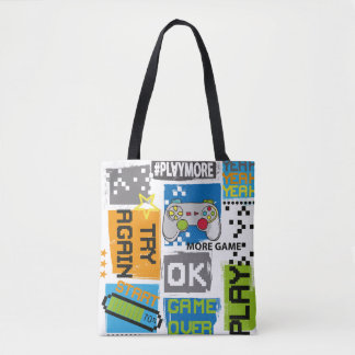 Typography Game pixel print. Game illustration. bo Tote Bag