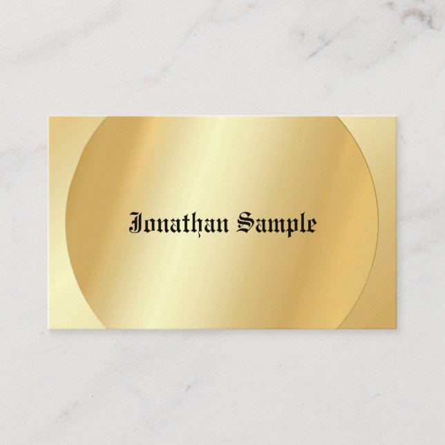 Typography Glamourous Faux Gold Template Old Text Business Card (Front)