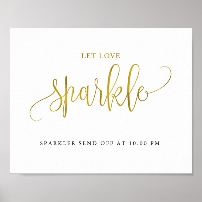 Typography gold let love sparkle wedding sign (Front)