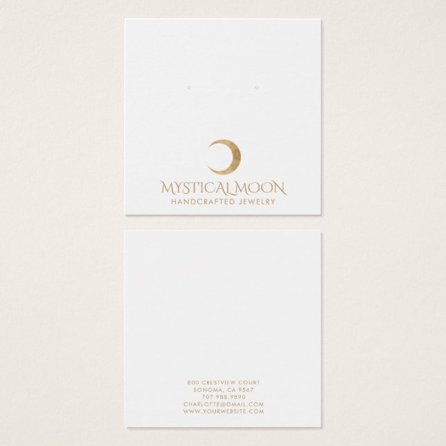 Typography Gold Moon Earring Jewellery Display Car (Front & Back)