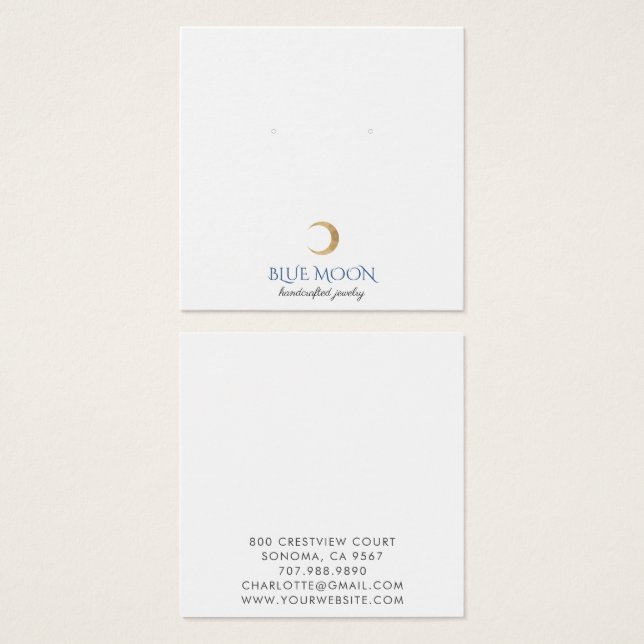 Typography Gold Moon Earring Jewellery Square  (Front & Back)