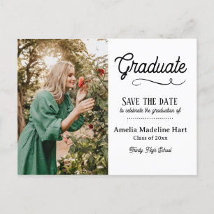 Typography Graduate Modern   Save The Date Photo Announcement Postcard