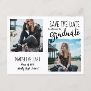 Typography Graduate   Save The Date Modern Photo Announcement Postcard