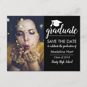 Typography Graduation Party   Save The Date Photo Announcement Postcard