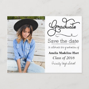 Typography Graduation Party   Save The Date Photo Announcement Postcard