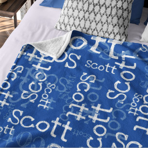 Typography Graffiti Pattern Name allover blue Fleece Blanket