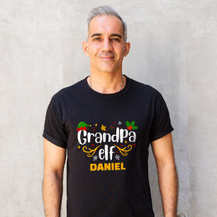 Typography Grandpa Elf Fun Family Matching T-Shirt