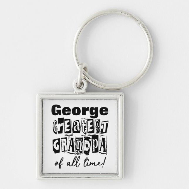 Typography Greatest Grandpa of All Time Keychain (Front)
