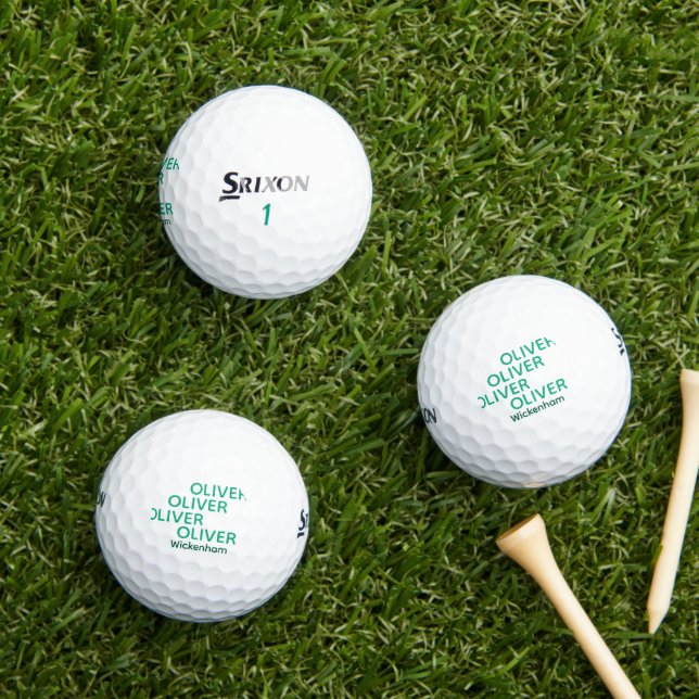 Typography Green Golfer's Name Golf Balls (Insitu Grass)