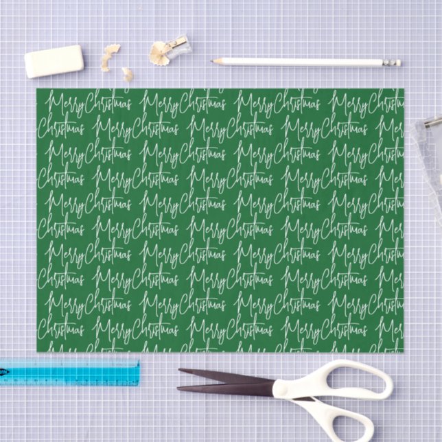 Typography Green Merry Christmas Tissue Paper (Craft)