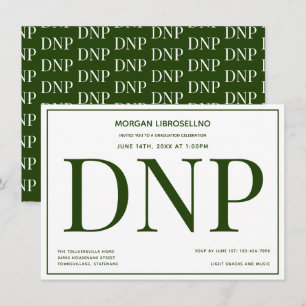 Typography Green White DNP Graduation Party Invitation