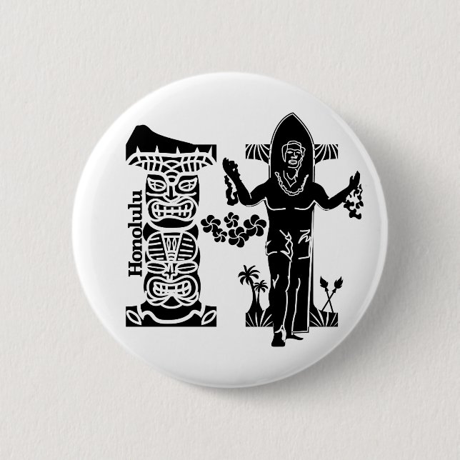 Typography H(Honolulu: USA) 2 Inch Round Button (Front)