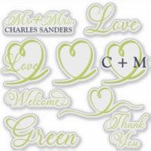 Typography Heart  Monogram Sticker 