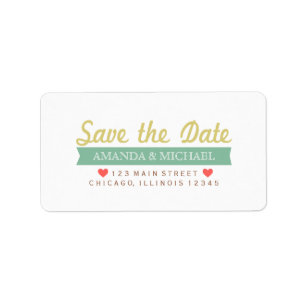 Typography Heart Save the Date Label
