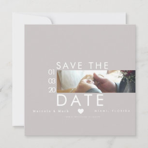 Typography Hearts Save The Dates Thin Photo Postc Card