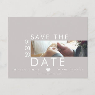 Typography Hearts Save The Dates Thin Photo Postcard