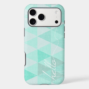 Typography Hello Mint Abstract Triangle Pattern