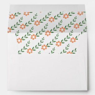 Typography initials coral flowers wedding envelope