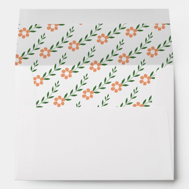 Typography initials coral flowers wedding envelope (Back (Bottom))