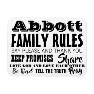 Typography Inspirational Quote Life Family Rules Magnet