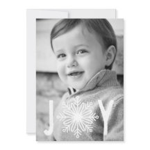 Typography Joy Snowflake Christmas Photo Card