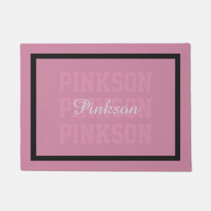 Typography Lastname Pink Repeated Doormat