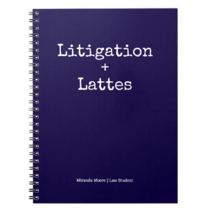 Typography Latte Study Law Student Trendy Blue Notebook