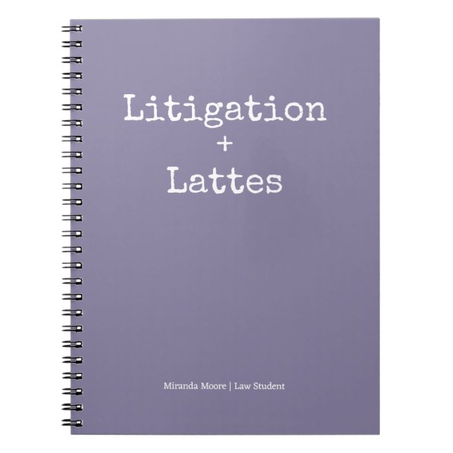 Typography Latte Study Law Student Trendy Lavender Notebook (Front)