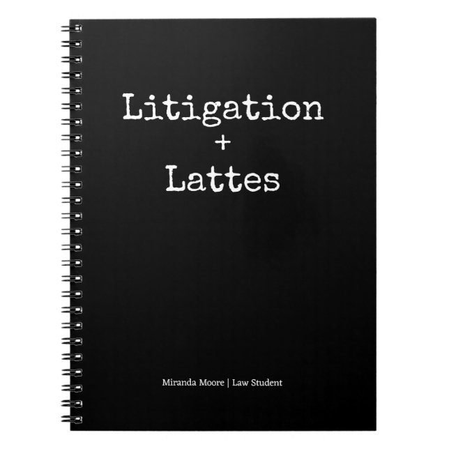 Typography Latte Study Law Student Trendy Ledger  Notebook (Front)