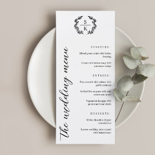 Typography Laurel Wreath Monogram Wedding Menu