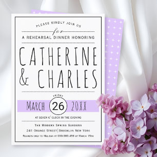 Typography lavender wedding rehearsal dinner invitation