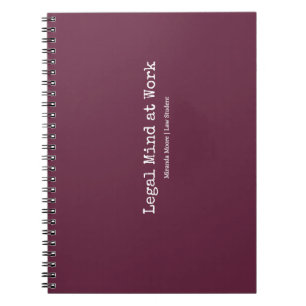 Typography Legal Mind Law Student Trendy burgundy Notebook