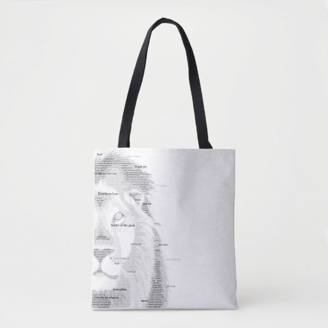 Typography Lion Tote Bag (Front)