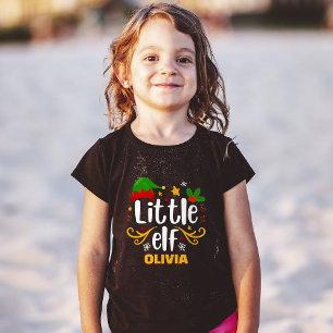Typography Little Elf Fun Family Matching T-Shirt