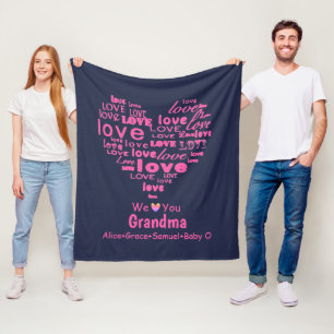 Typography Love Heart "We Love You" Personalized Fleece Blanket