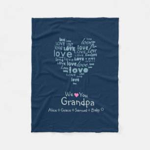 Typography Love Heart "We Love You" Personalized Fleece Blanket