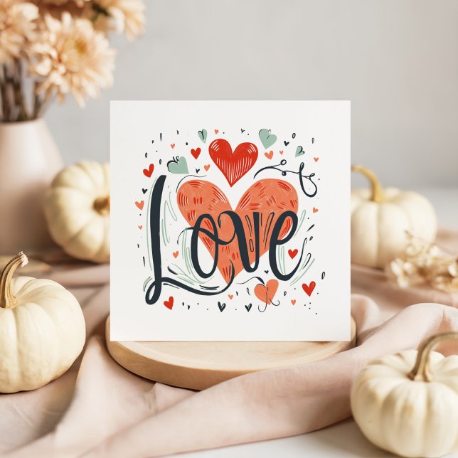 Typography Love Hearts Valentine's Day Card (Creator Uploaded)