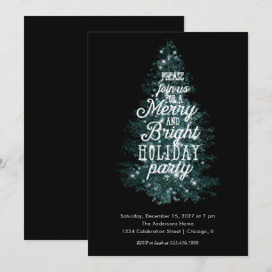 Typography Merry and Bright Holiday Party Invitation