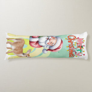 Typography Merry Christmas and Lights & Deer Body Pillow