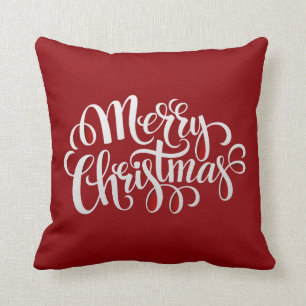 Typography Merry Christmas AND New Year Throw Pillow