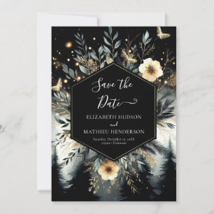 Typography Minimal Enchanted Forest Wedding Save The Date