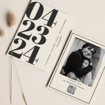 Typography Modern B&W Number Photo Qr Code  Save The Date<br><div class="desc">Typography Simple Artistic Photo Qr Code</div>