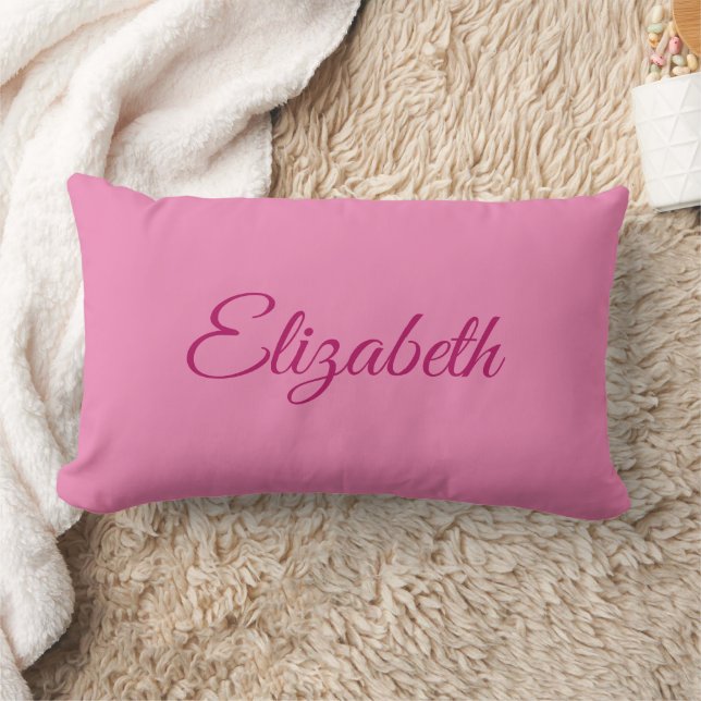 Typography Modern Custom Name Template Pink Lumbar Pillow (Blanket)