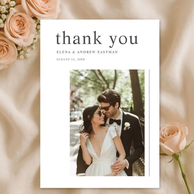 Typography Modern Minimalist Chic Wedding Photo Thank You Card (Creator Uploaded)