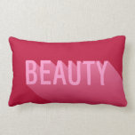 Typography Modern Pink Beauty Lumbar Pillow<br><div class="desc">Pink pillow featuring a modern abstract design of the word "Beauty" with a long shadow gradient. Add a fun touch to your home or dorm room with this modern pillow. *Please note that the Zazzle Watermark that appears in the zoom preview will NOT appear on the final printed product. ©...</div>