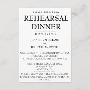 Typography Modern Rehearsal Dinner Invitations