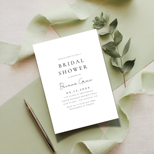 Typography Modern Script Black White Bridal Shower Invitation (Creator Uploaded)